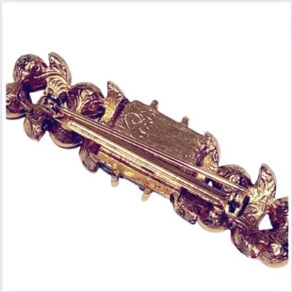 Vintage Rhinestone Black Brooch, Sparkly Bar-Style Pin, 1980s - Picture 3 of 3